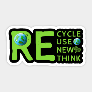 Recycle Reuse Renew Rethink, Environmental Activism. Sticker